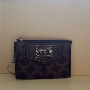 Coach Dark Purple Signature Keychain Wallet